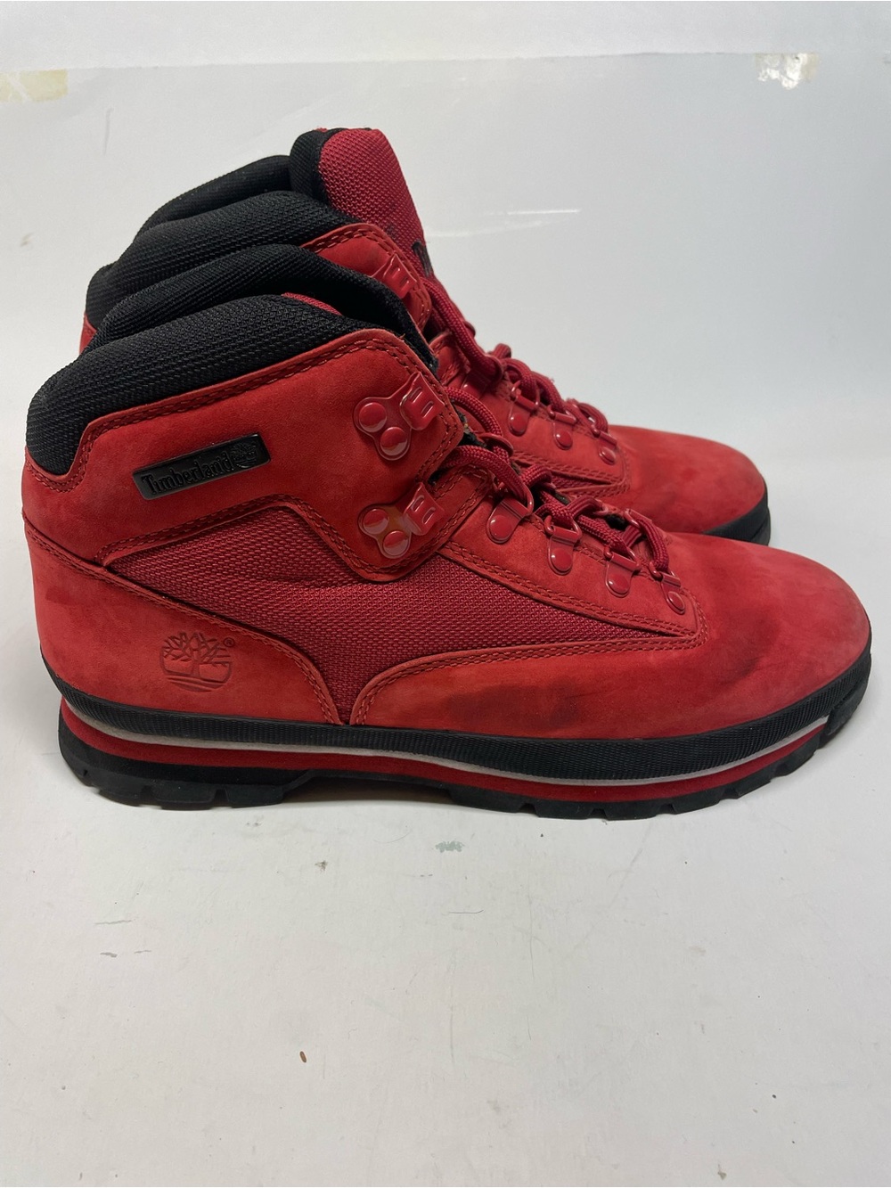 Timberland Hiking Boots Red Suede A14Y2 3817 Rugged Mens size US 11